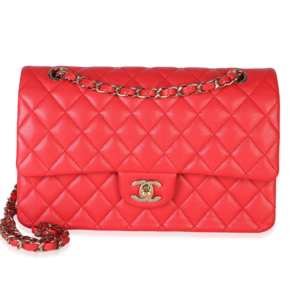 Chanel Red Quilted Caviar Medium Classic Double Flap Bag